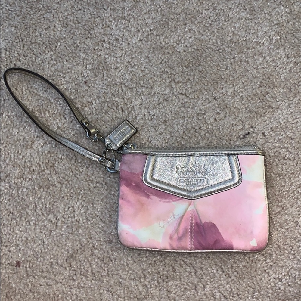 Pink tie dye coach wristlet